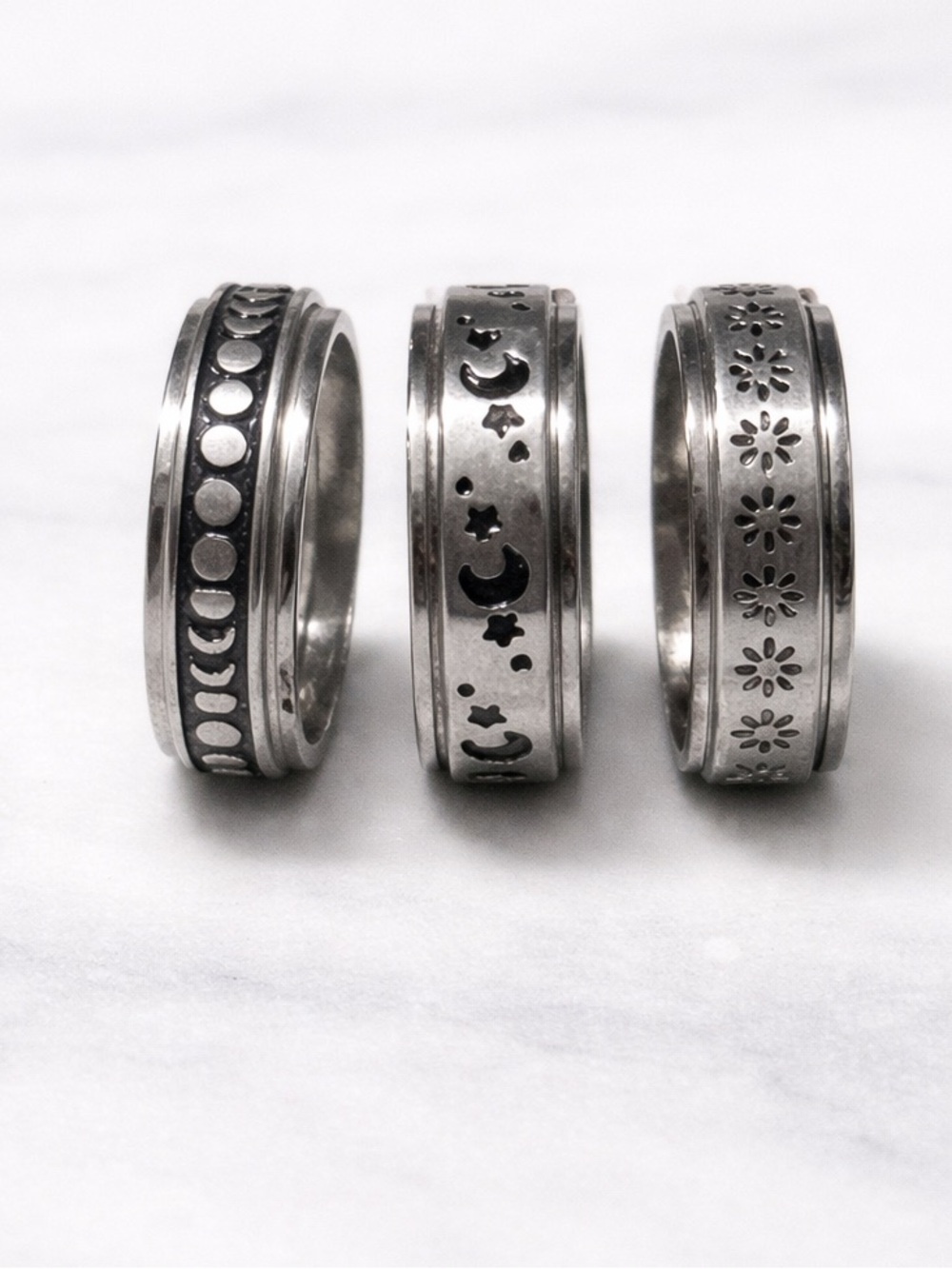 Set of 3 spinner rings size 5